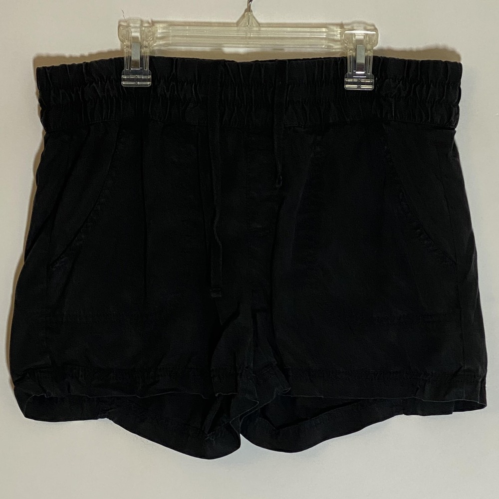 Athleta Shorts Womens 10 Black Paperbag‎ Elastic Waist Lightweight Twill Pockets